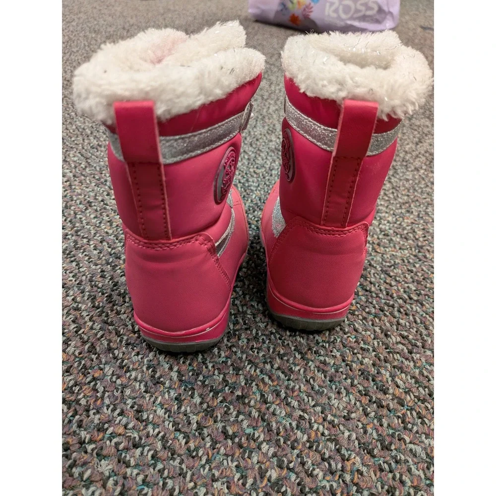 Totes Adventure Gear Girls Pink Glitter Faux Fur Snow Boots Size 5 Toddler